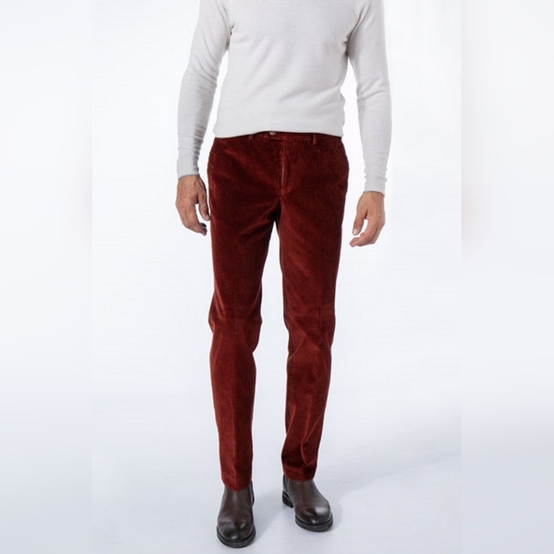Maurizio Baldassari Brera Corduroy Chino Dress Pants Eu 54 / Us 37-38 Warm Rood